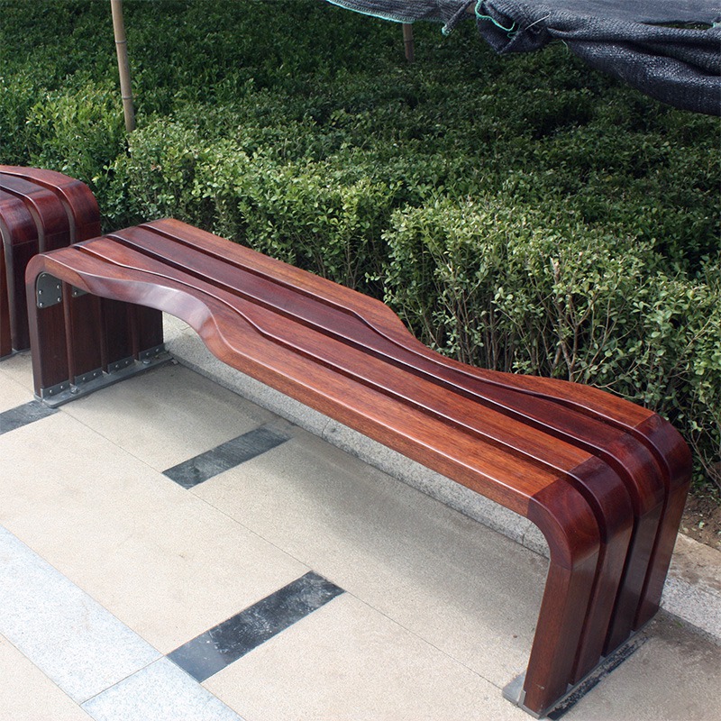 SHA Commercial Lauan Wood Slat Park Bench