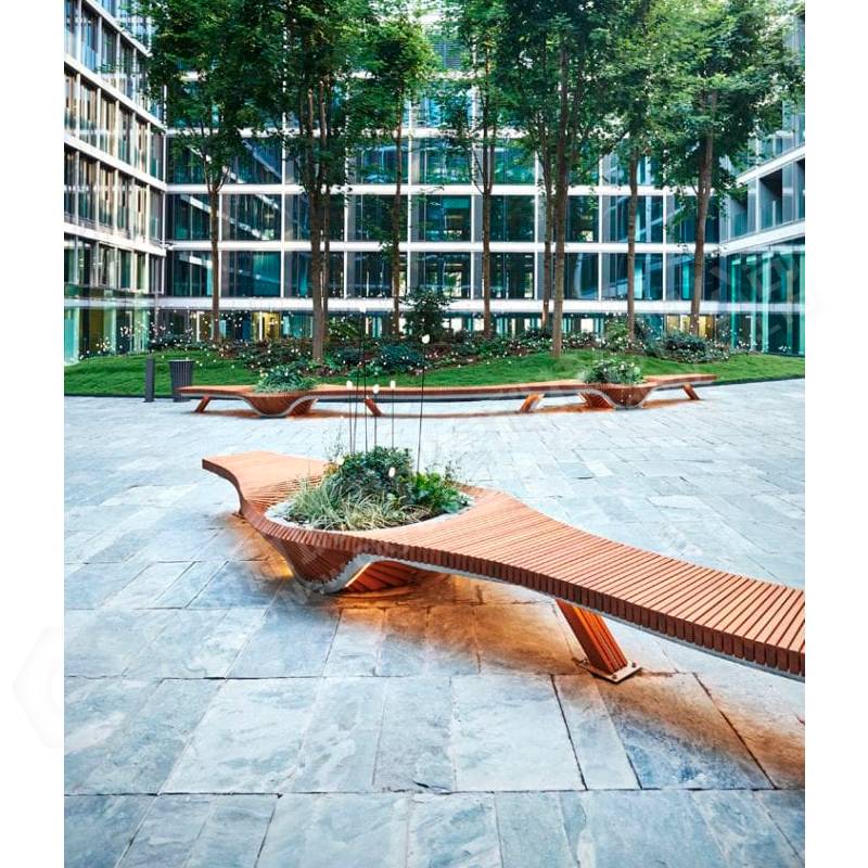 YJX Wood Assemble Bench with Planter