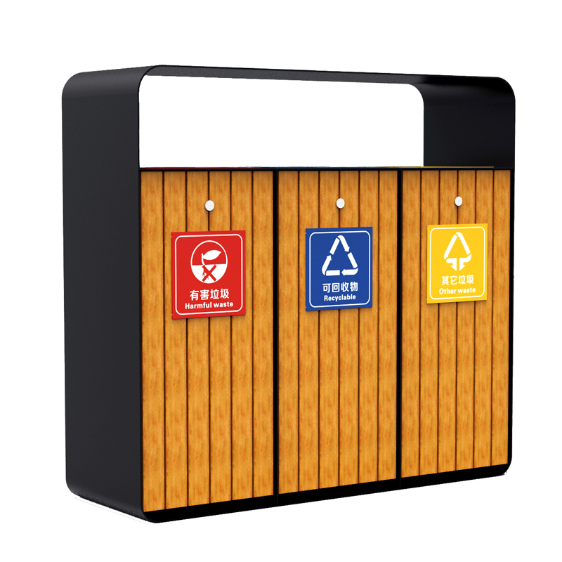 SL Quadruple Outdoor Wooden Classified Litter Bin