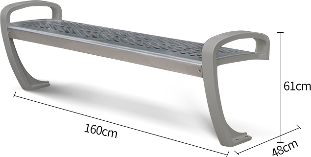 Aluminium and Stainless Steel Backless Outdoor Bench