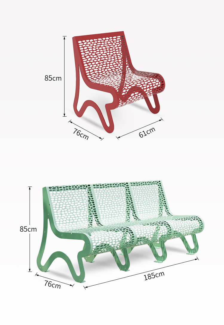 BJS Carbon Steel Carved Park Bench