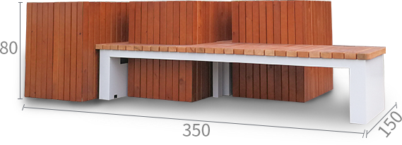 SKT Stainless Steel Outdoor Bench with Planter