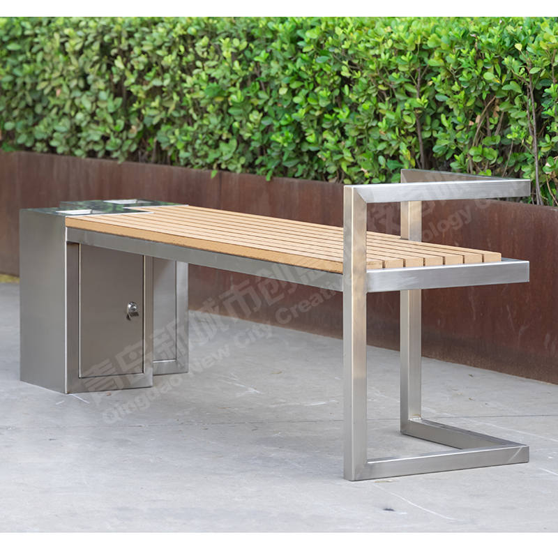 AMD Stainless Steel Park Bench with Ashtray