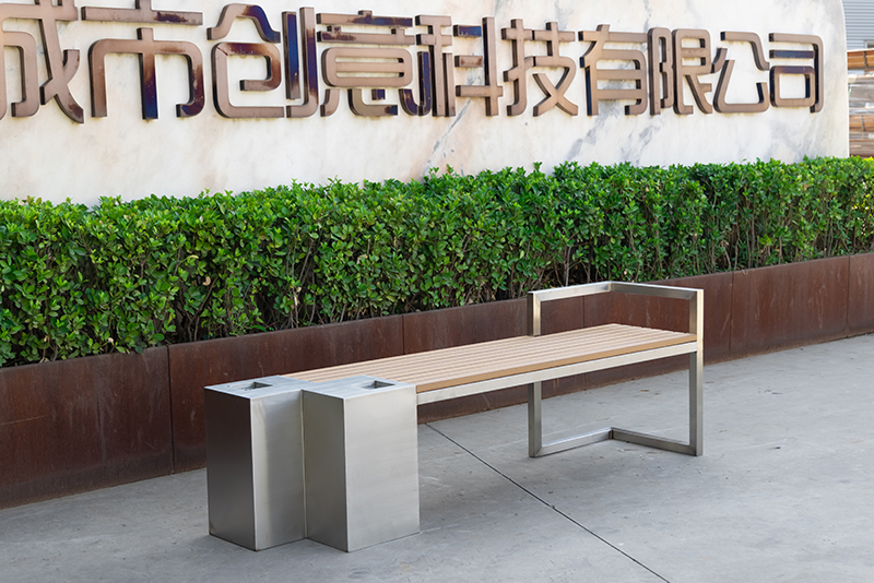 AMD Stainless Steel Park Bench with Ashtray