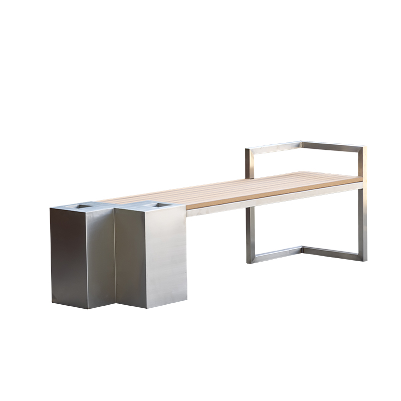 AMD Stainless Steel Park Bench with Ashtray