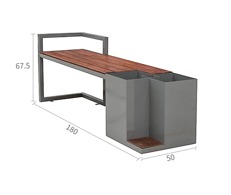 AMD Stainless Steel Park Bench with Ashtray