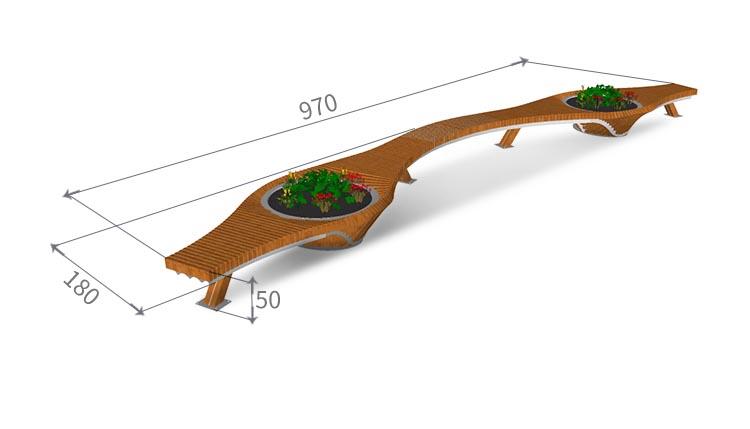 YJX Wood Assemble Bench with Planter