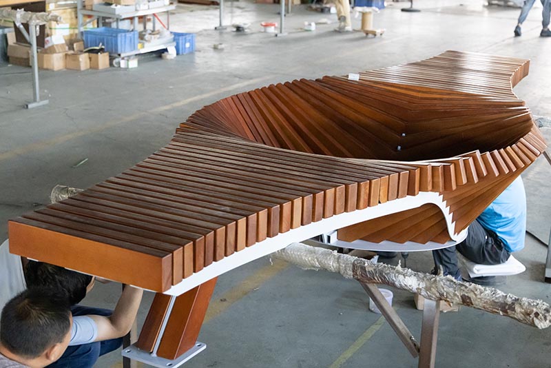 YJX Wood Assemble Bench with Planter