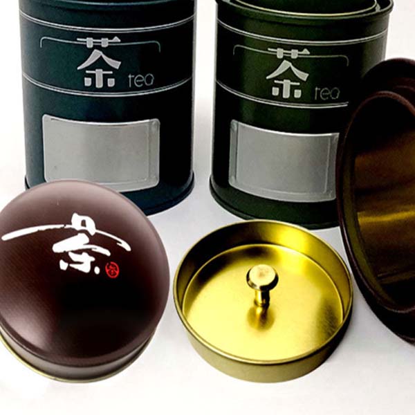 Round airtight tin box with double lid