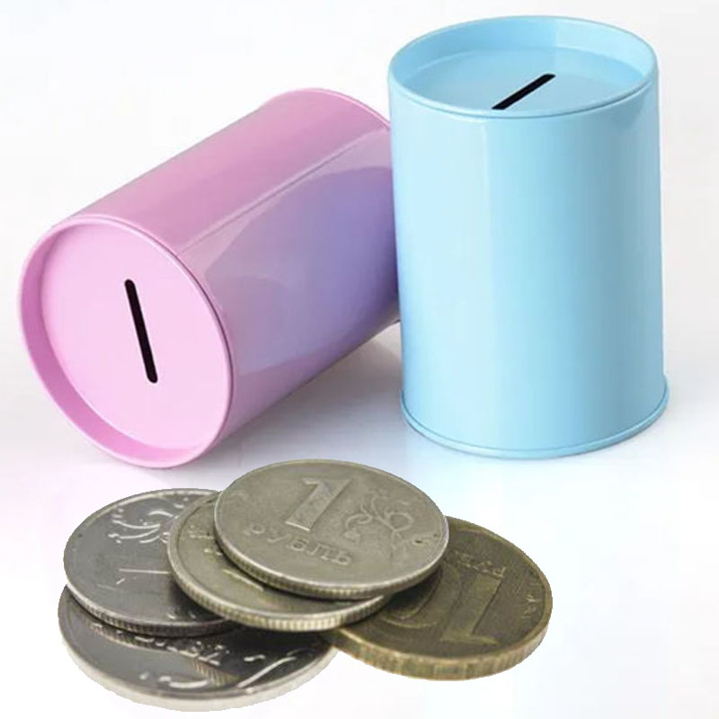 Piggy bank money saving tin box