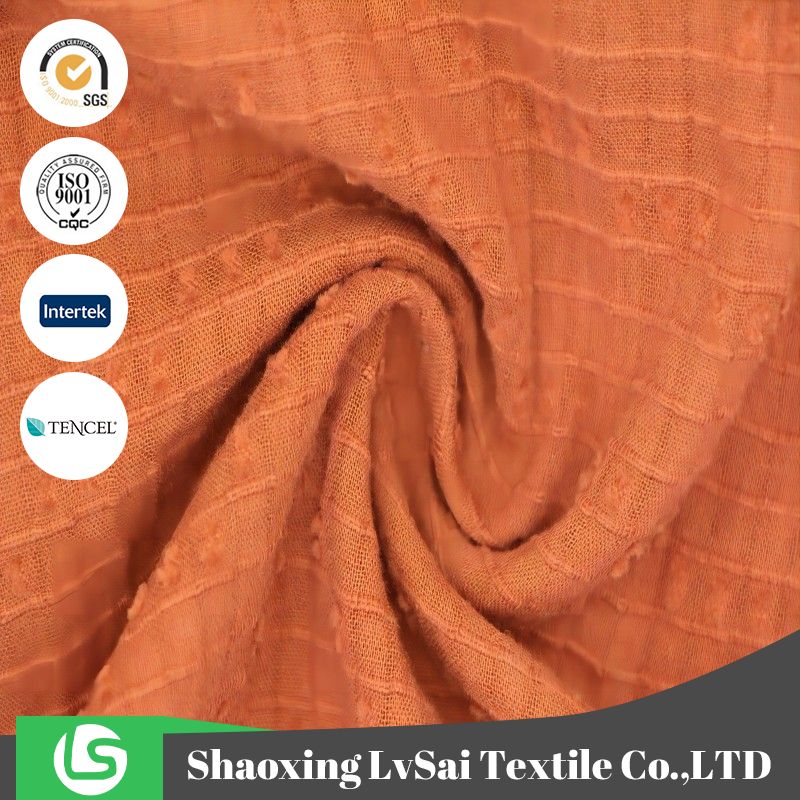 Pure Cotton Jacquard Washed Fabric Comfortable Solid