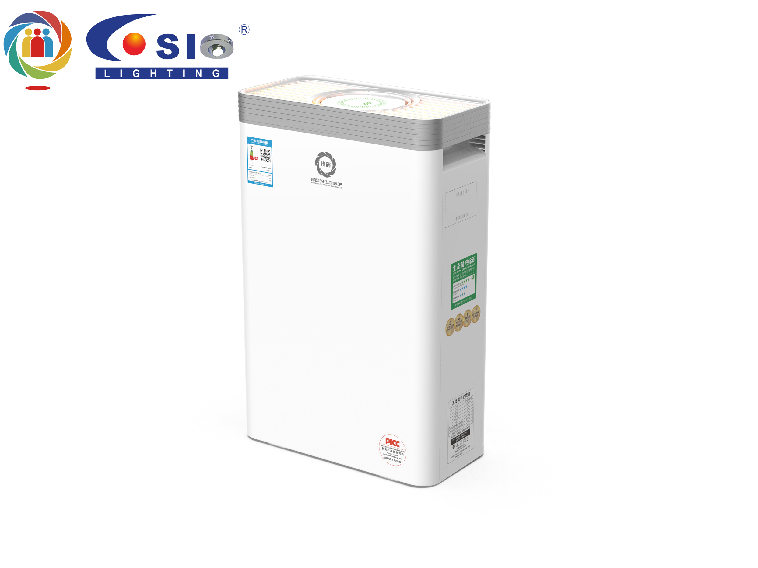 Light negative oxygen ions (LNOI) intelligent ecological machine, multi-spectrum application upgrade air purifier