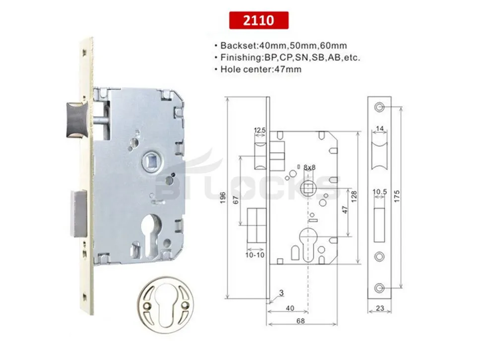 Wooden door lock, mortise lock, lock body 2110