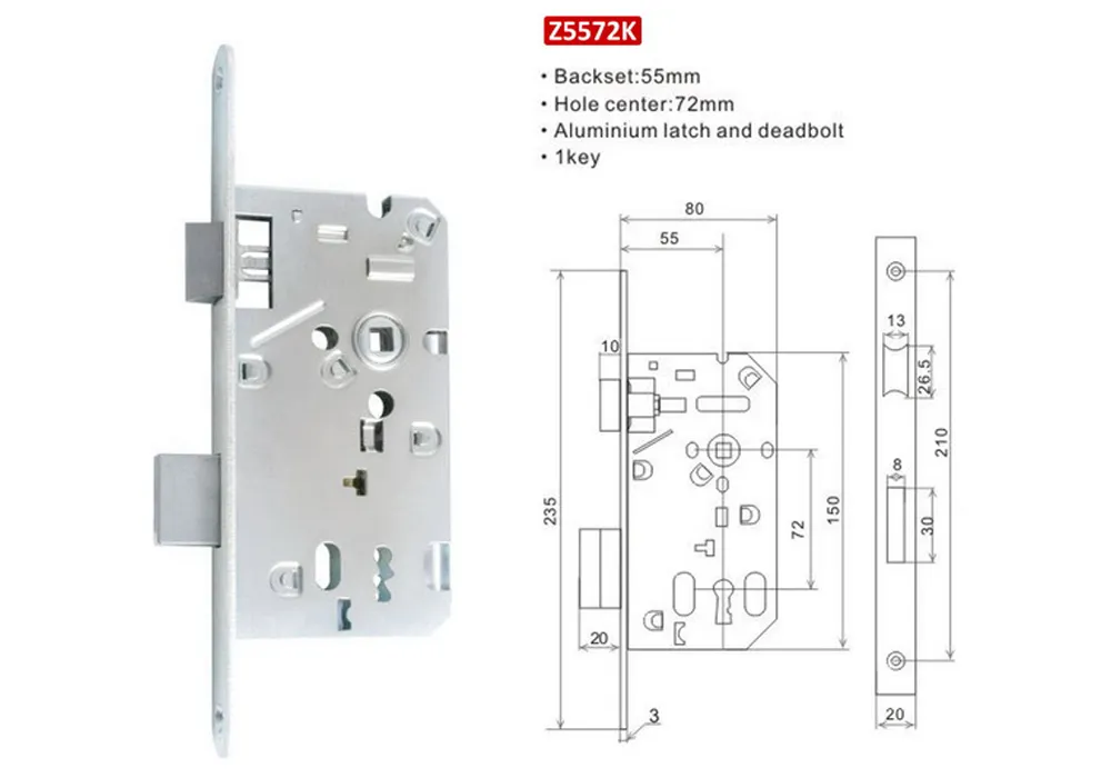 Lock Body Size Mortise Lock, door lock, cylinder lock body,mortise lock,mortice lock