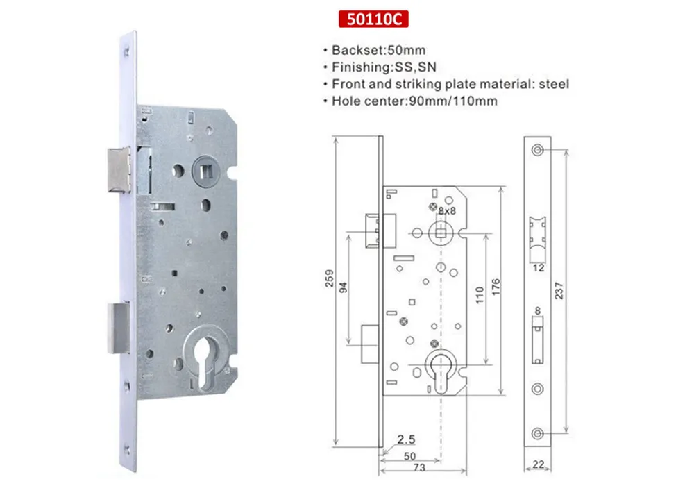Lock Body Size Mortise Lock, door lock, cylinder lock body,mortise lock,mortice lock