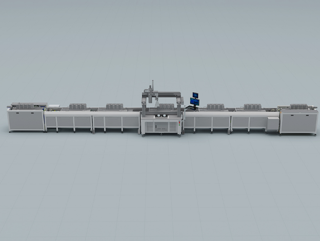 Semi-automatic lithium battery module pack line