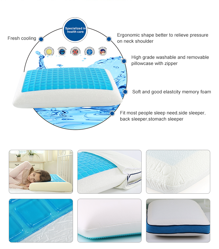 Silica Memory Foam Ice Cool Comfort Gel Pillows