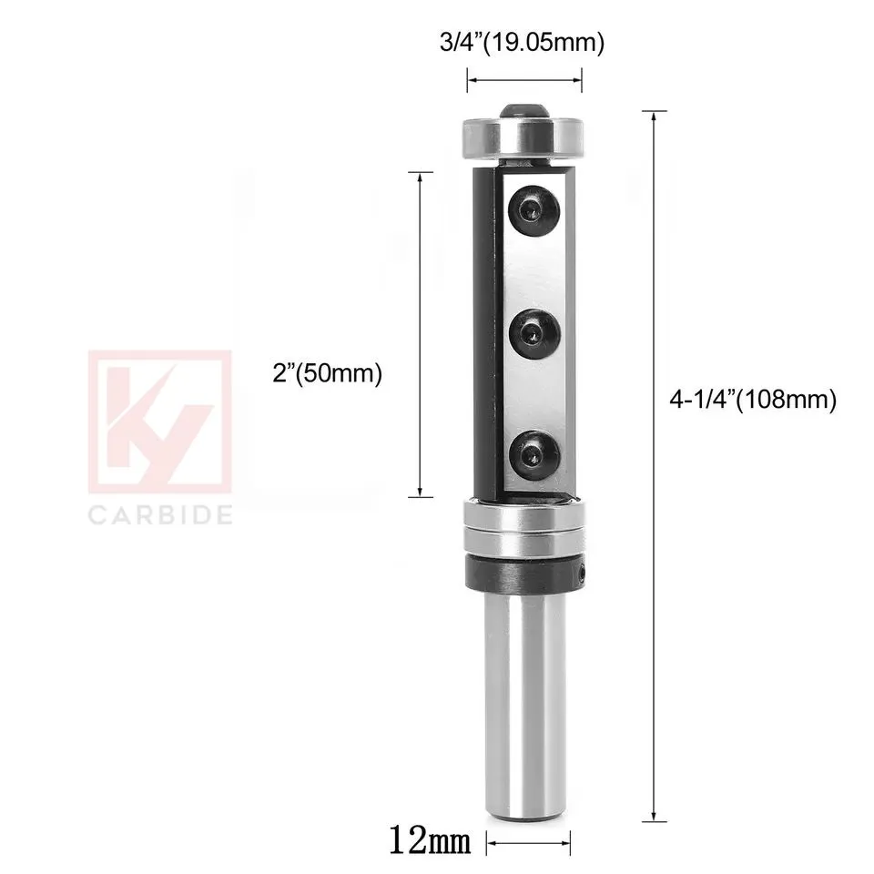 Double Bearings Spiral Flush Trim Router Bit | 3-hole