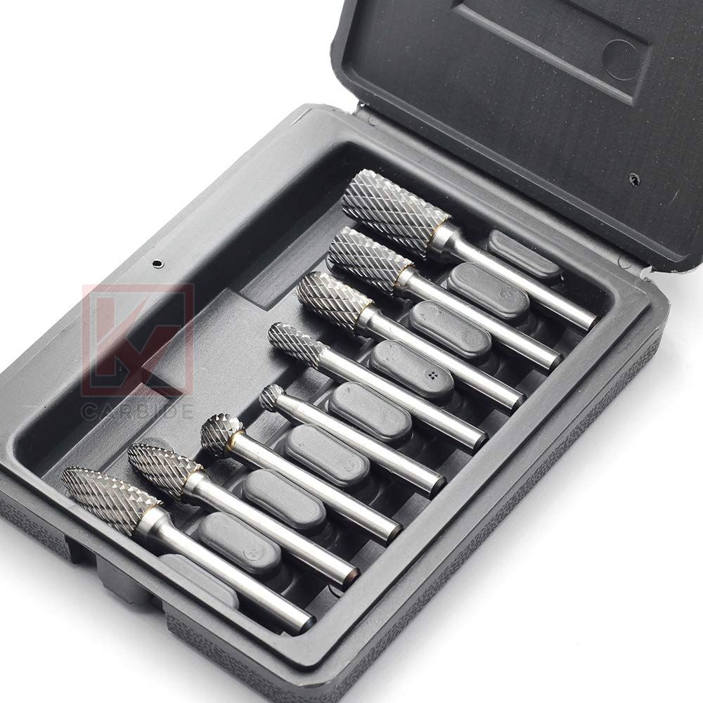 1/4'' Shank 8pcs Double Cut Solid Carbide Rotary Burr Bits Set