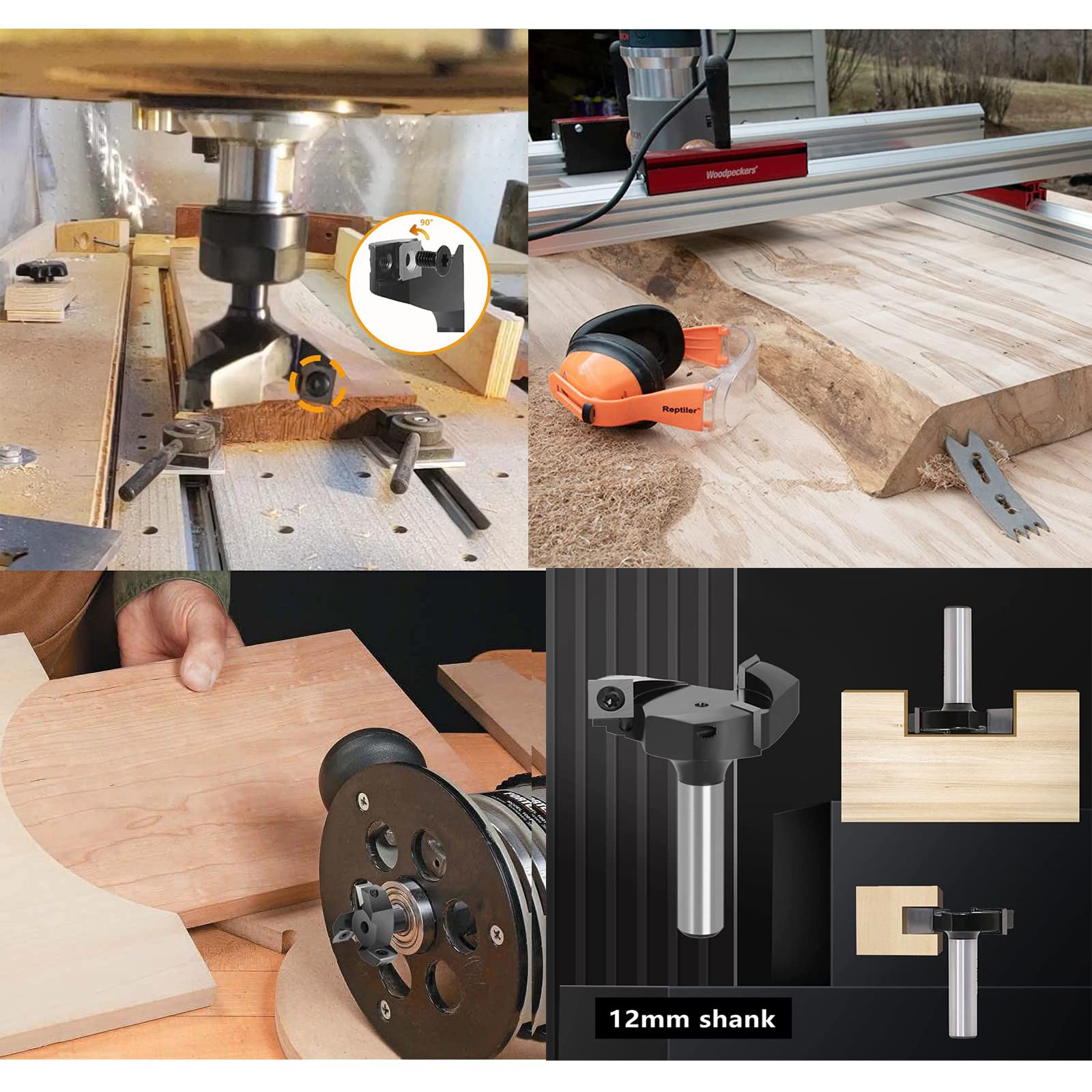 KY 3 Flute Spoilboard Surfacing Router Bits With Inserts