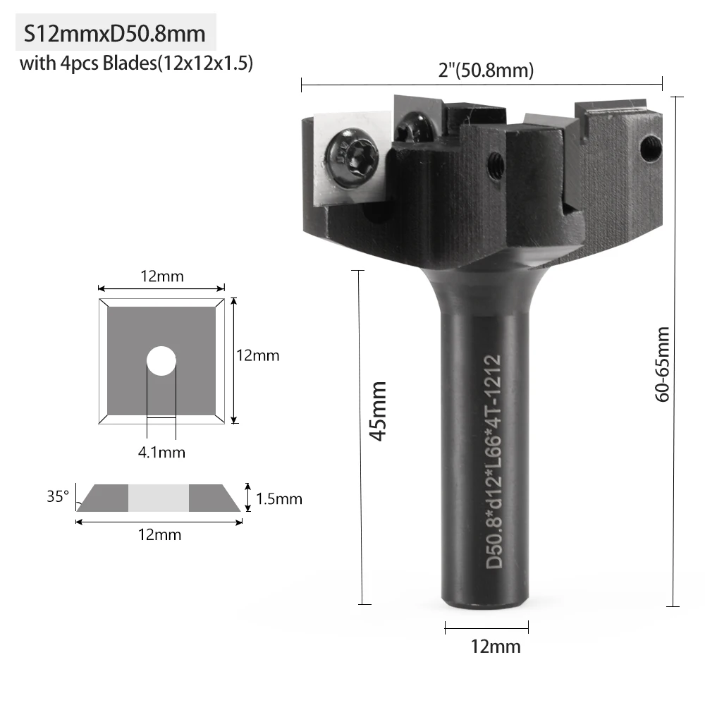 KY 4 Flutes Spoilboard Surfacing Router Bit with Carbide Blade