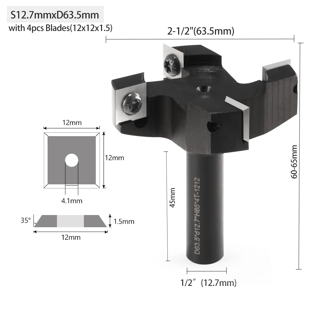 KY 4 Flutes Spoilboard Surfacing Router Bit with Carbide Blade