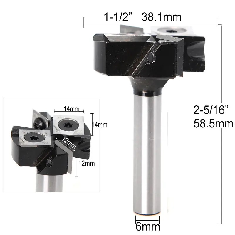 2+2 Flutes Cleaning Bottom Router Bit Wood with Insert