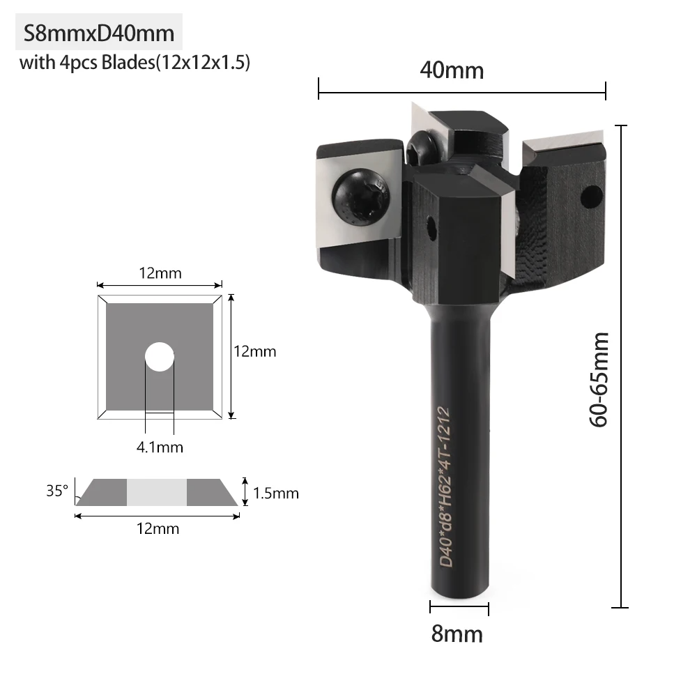 KY 4 Flutes Spoilboard Surfacing Router Bit with Carbide Blade