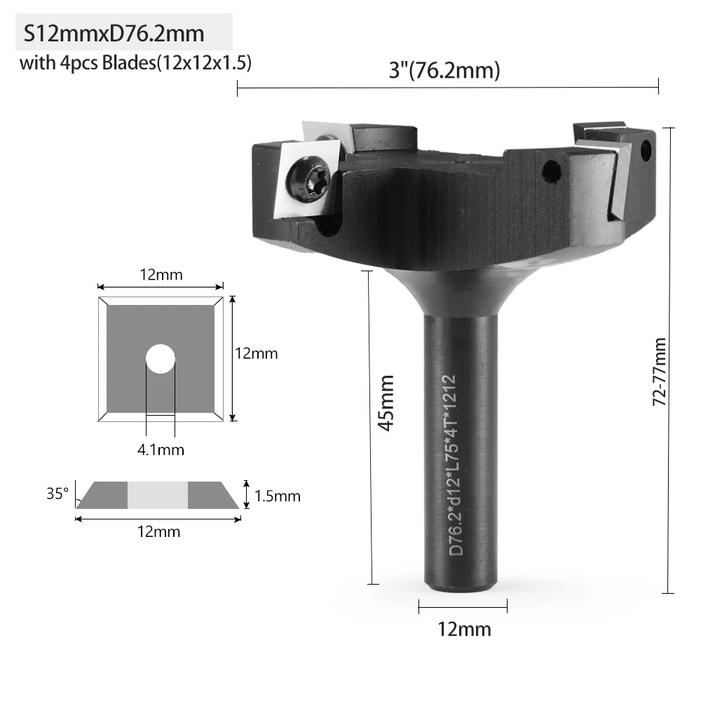 KY 4 Flutes Spoilboard Surfacing Router Bit with Carbide Blade