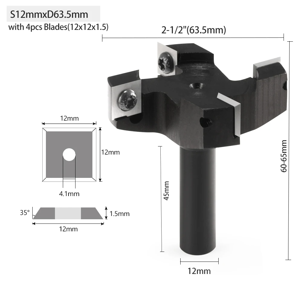 KY 4 Flutes Spoilboard Surfacing Router Bit with Carbide Blade