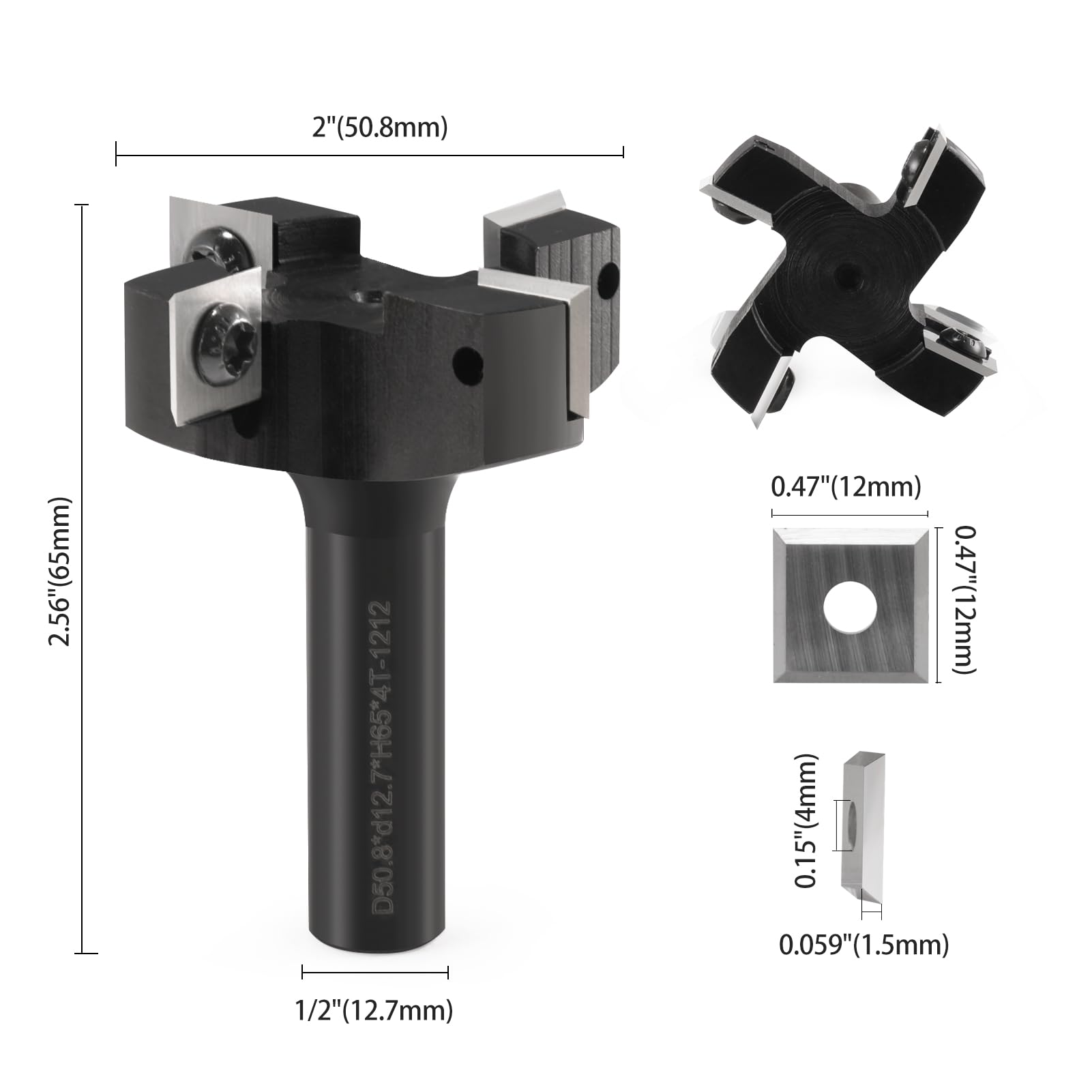 KY 4 Flutes Spoilboard Surfacing Router Bit with Carbide Blade