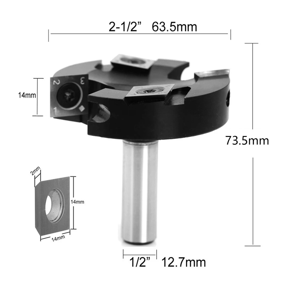 2+2 Flutes Carbide Inserts Slab Flattening Router Bit