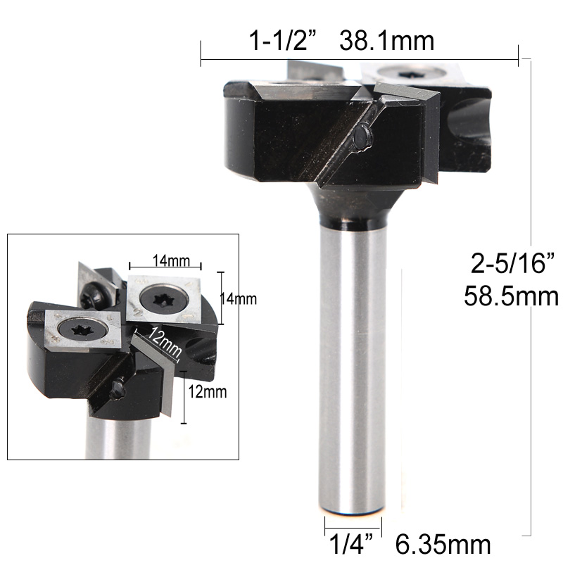 2+2 Flutes Cleaning Bottom Router Bit Wood with Carbide Insert