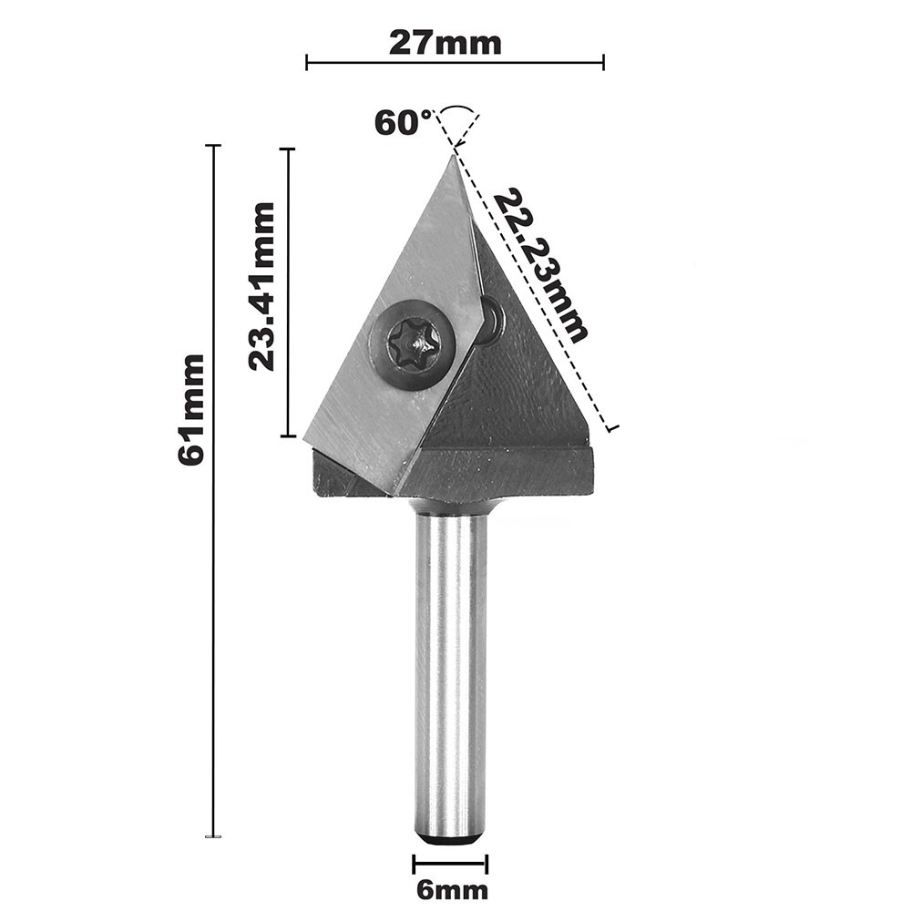 60 Degree V-Groove Carbide Insert Wood CNC Router Bits