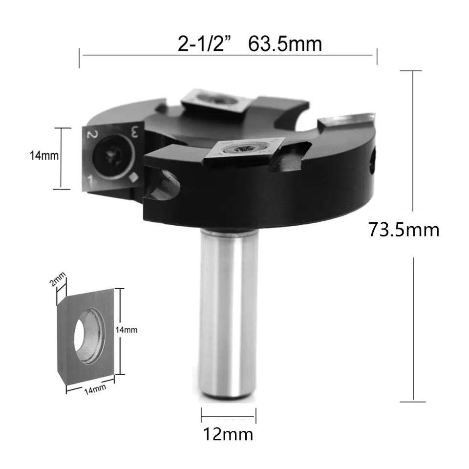 2+2 Flutes Carbide Inserts Slab Flattening Router Bit