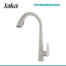 Pull down kitchen sink faucet with two-function