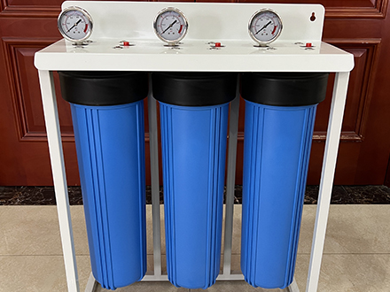 What is the sequence of the triple stage water filter?