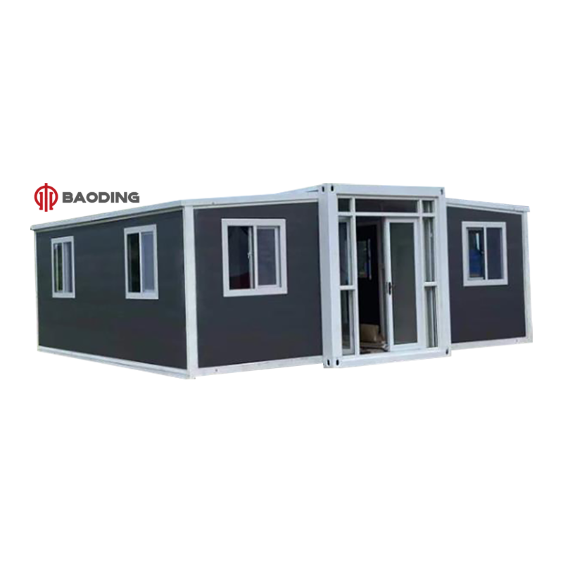 40-foot expandable container house with two rooms and one living room glass curtain wall