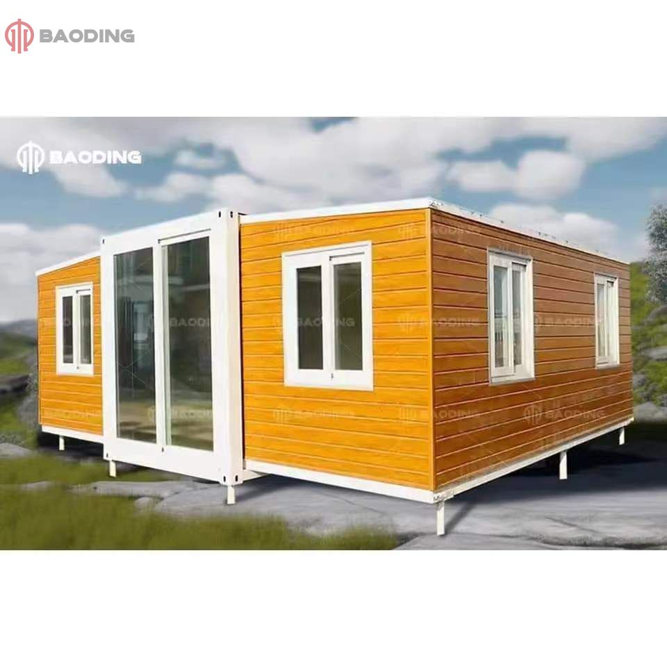 20ft expandable container house with rain room and glass curtain wall