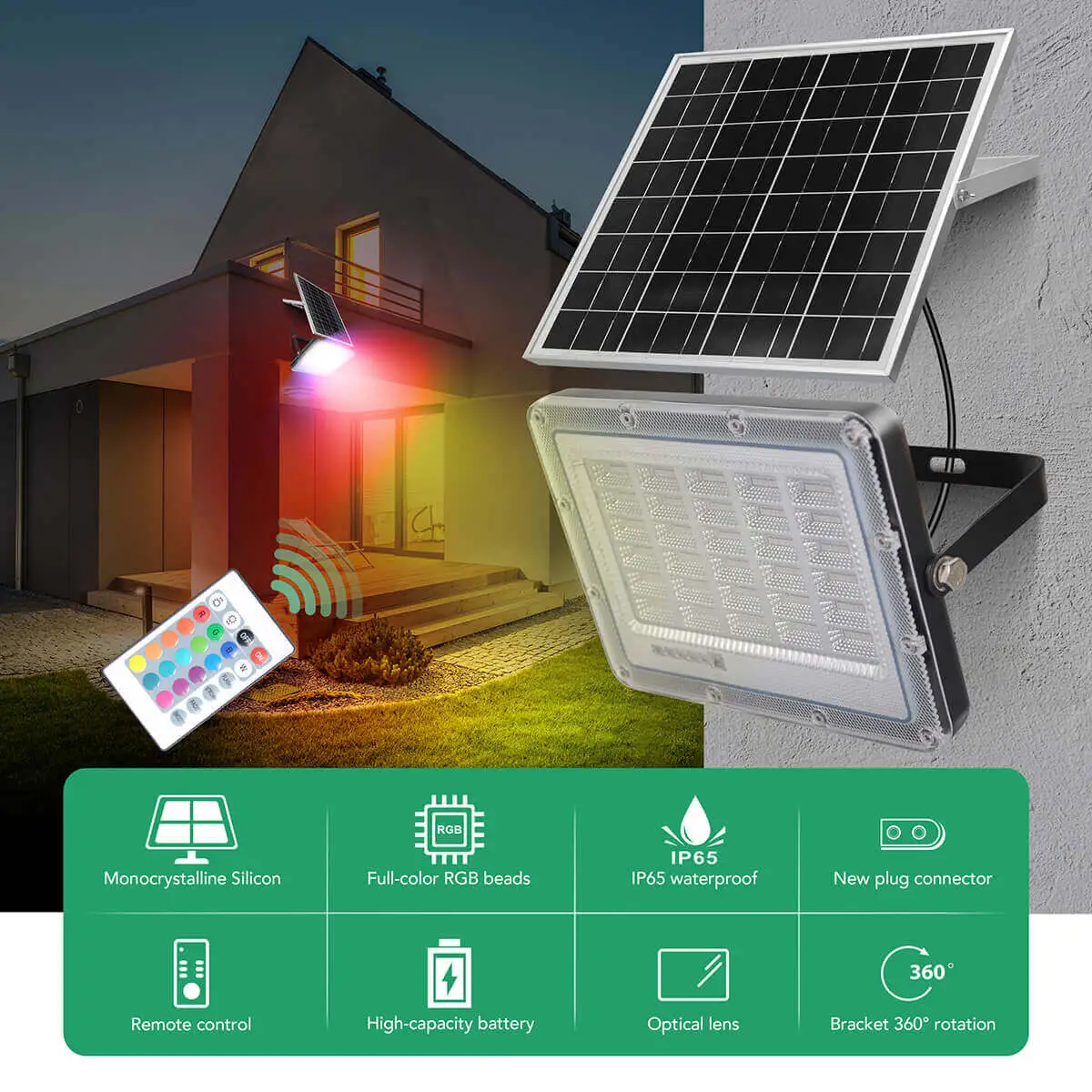 HSHL02 RGB Solar Flood Light（50W / 100W / 200W）