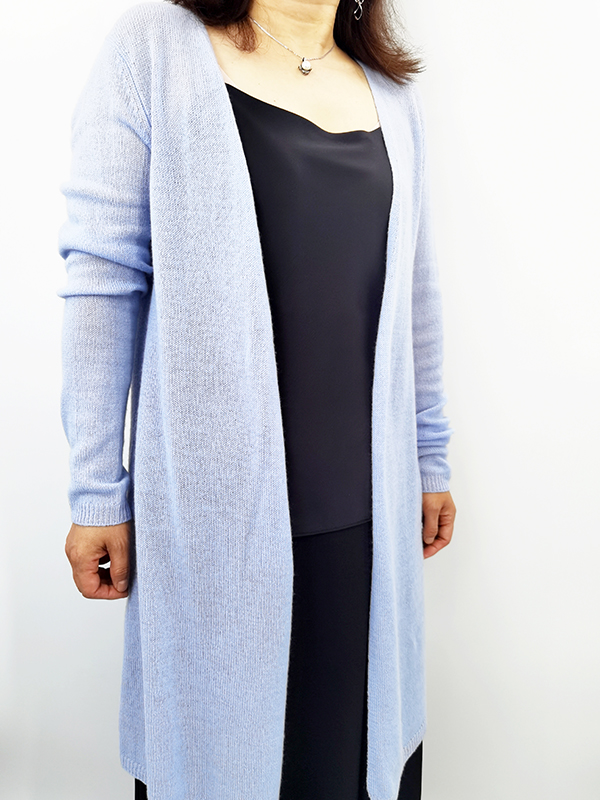 Cashmere knitted long cardigan in simple style