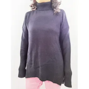 Turtle neck with ribbed sleeves
