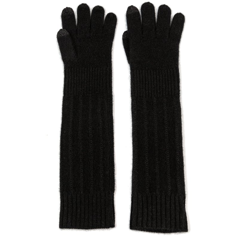 Cashmere knit long gloves