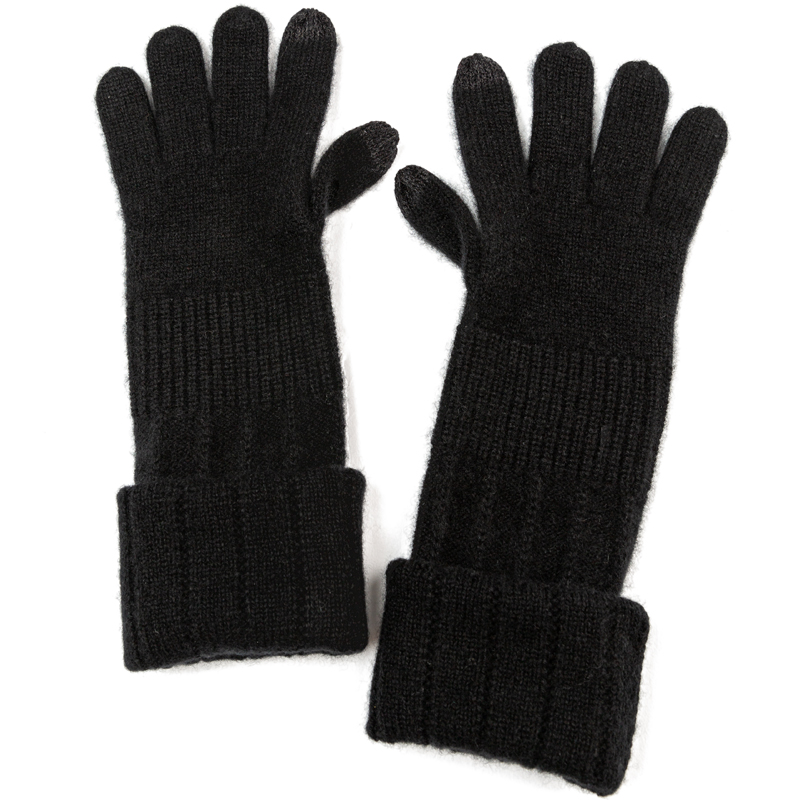 Cashmere knit long gloves