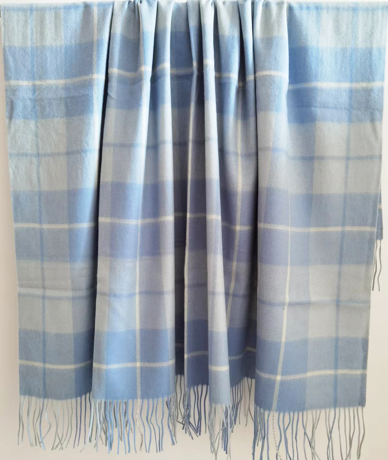 Cashmere woven Plaid Blanket Blue comb