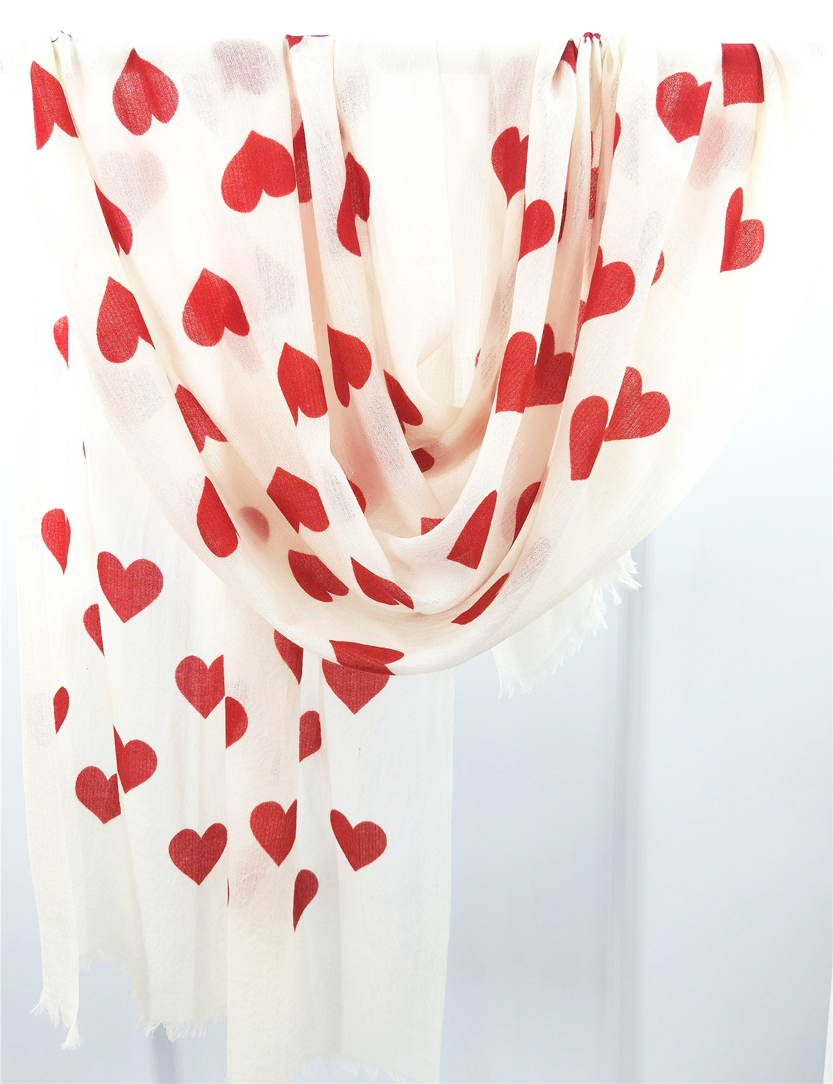 Worsted woven shawl heart print