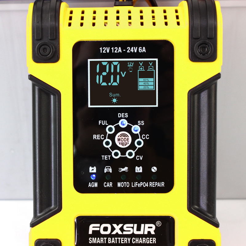 FOXSUR 12V24V 12A 7-stage intelligent automatic pulse repair car