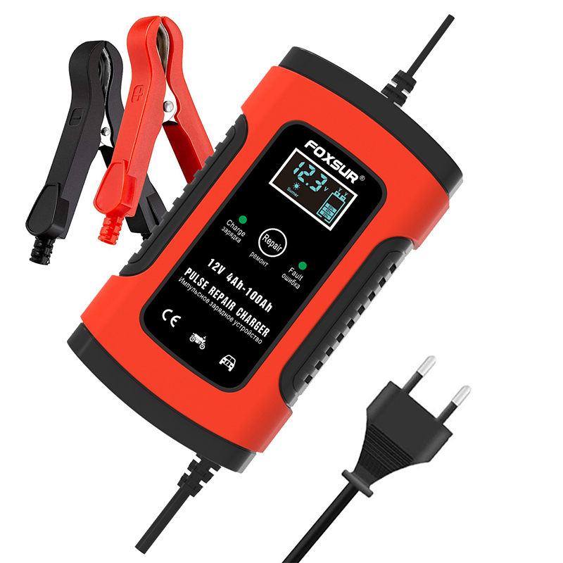 Foxsur 12v 5A 全智能自动数显汽车电瓶充电器脉冲修复摩托车电瓶