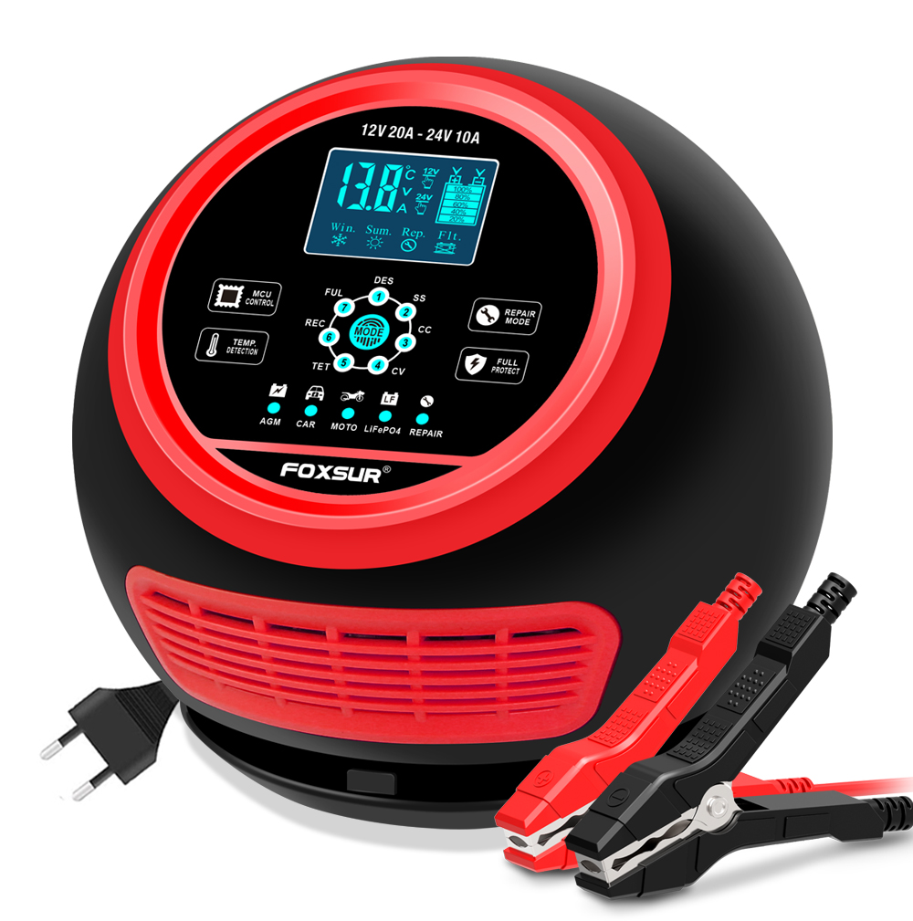  20-Amp Smart Battery Charger,12V/20A and 24V/10A