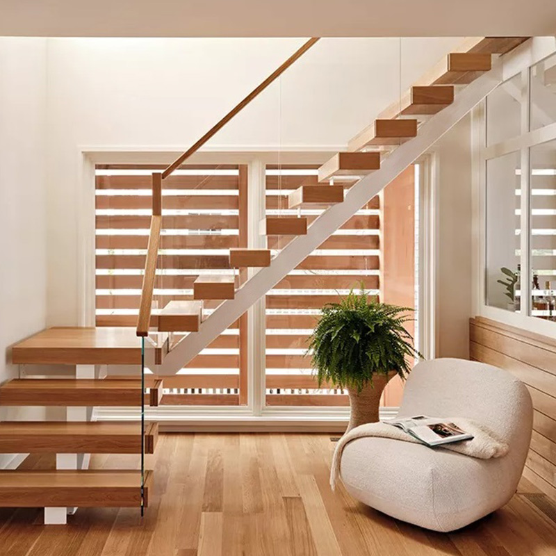 Interior Staircase With Wooden Tread